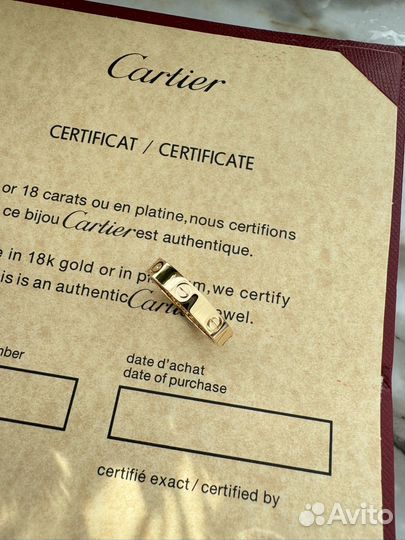 Кольцо Cartier love желтое золото 750 проба