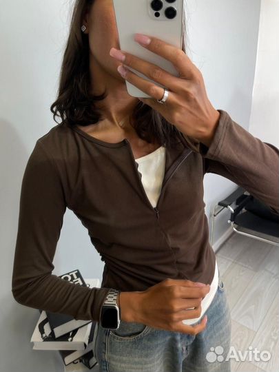 Женский лонгслив двойной