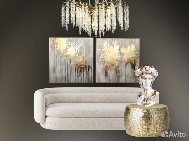 Картина большая на стену. Картина золотая поталь