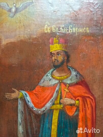 Икона старинная Борис и Глеб.19 век