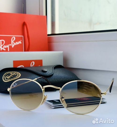 Солнцезащитные очки ray ban oval коричневые