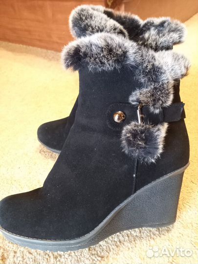 Ботильоны (полусапоги зима) натуральная замша