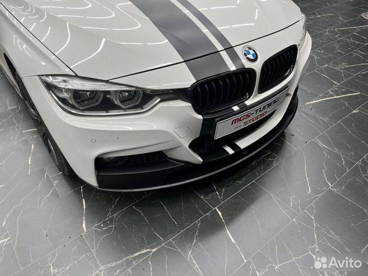 Губа стиль M-Performance черный мат BMW 3 F30 ф30
