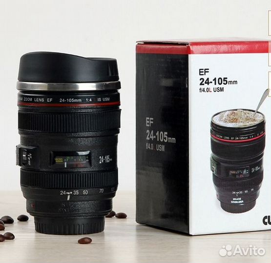 Чашка термос объективcaniam кружка фотоаппарат