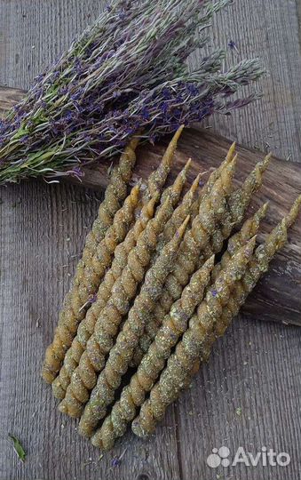 Свечи ручной работы, скрутки с травами