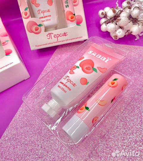 Набор 2в1 крем для рук и бальзам для губ-персик