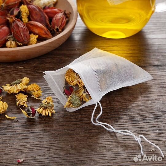 Пакетики для чая 6*8 см 100 штук с завязкой