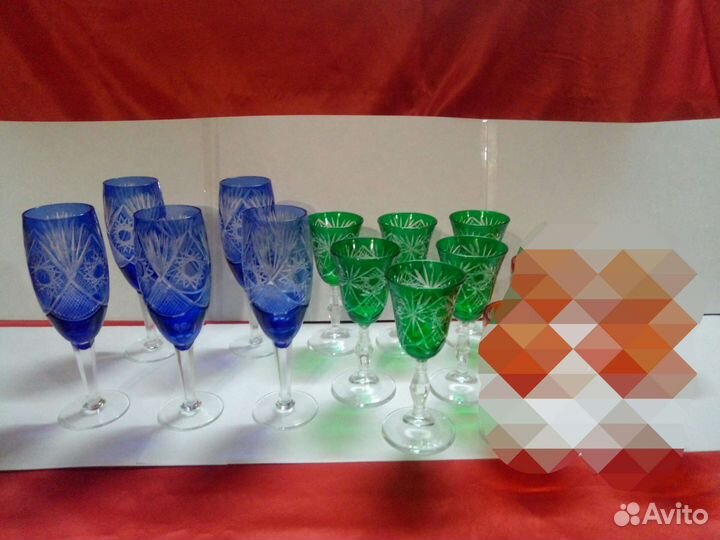Рюмки/цветное стекло/хрусталь