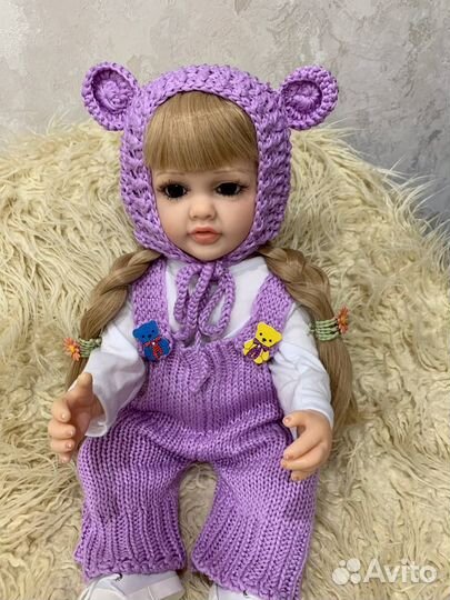 Кукла реборн 60-65см в вязаном костюме