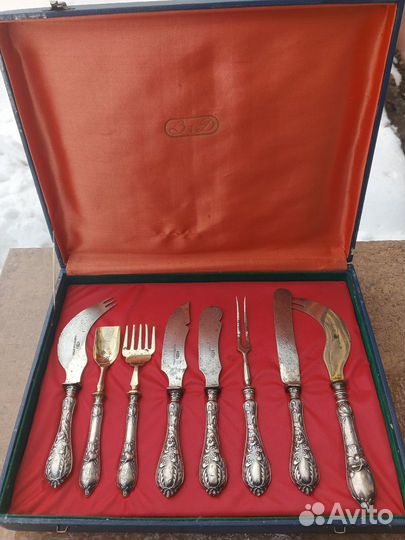 Уникальный набор ножей и вилок нач20 века 84 проба