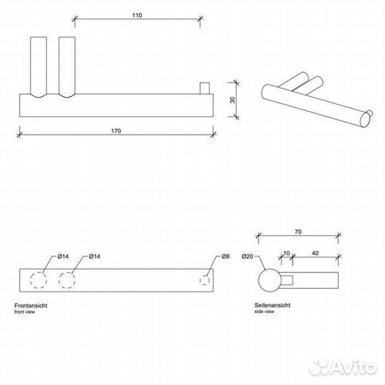 Decor Walther Bar TPH1 Держатель туалетной бумаги, подвесной, цвет: черный матовый