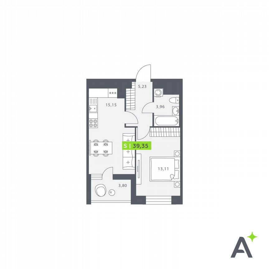1-к. квартира, 39,4 м², 11/12 эт.