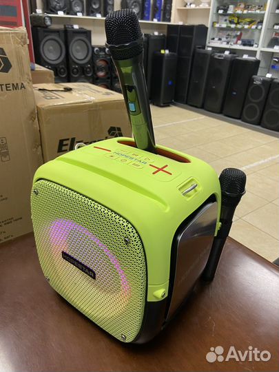 Колонка 80 Вт караоке HopeStar Party One салатовый