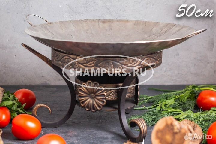 Сковорода Садж из нержавеющей стали 50 см на подст