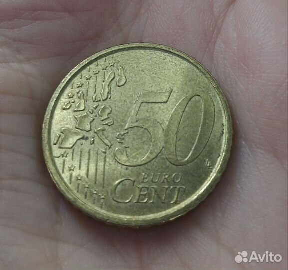 Монета 50 euro cent, 2001 г