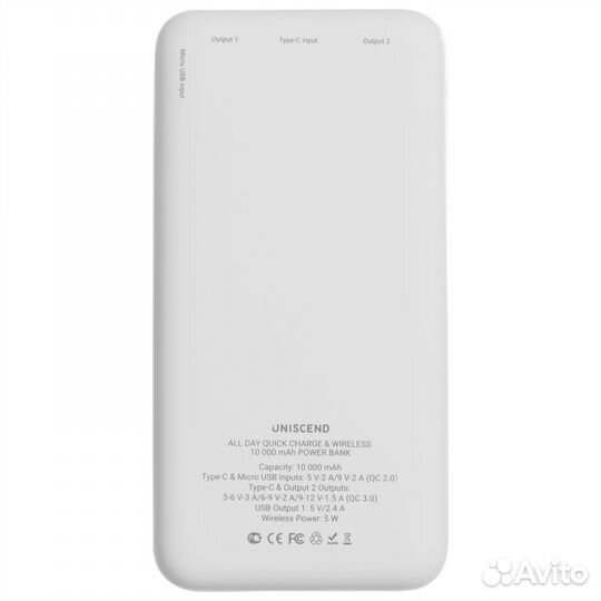 Аккумулятор Quick Wireless 10000мАч белый