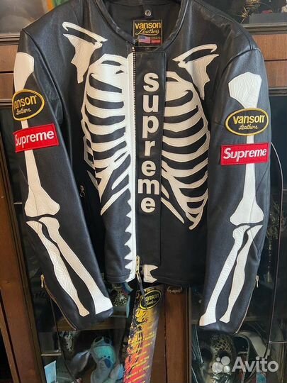 Supreme leather hot sale bones jacket