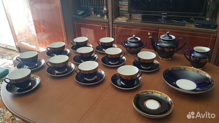 Чайный сервиз кобальт СССР лфз