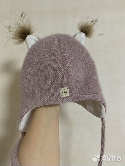 Зимняя шапка с ушками для девочки