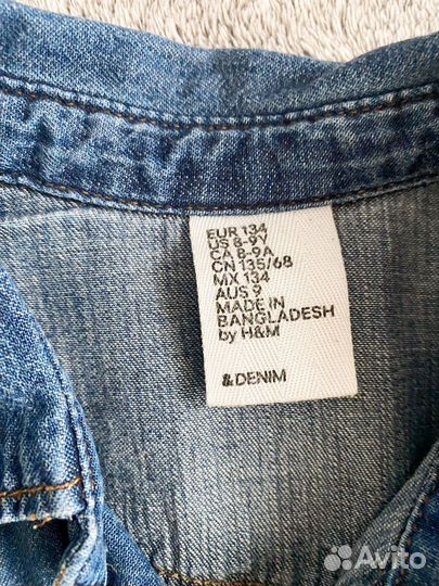 Джинсовая рубашка hm для мальчика 134