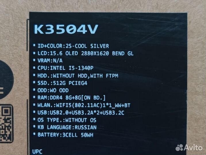 Asus Vivobook 15X oled 2.8K 1340P\16GB\512\NoOS