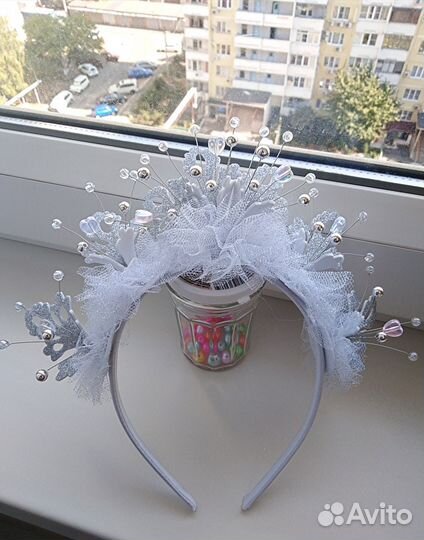 Новогодний ободок снежинки, заколки