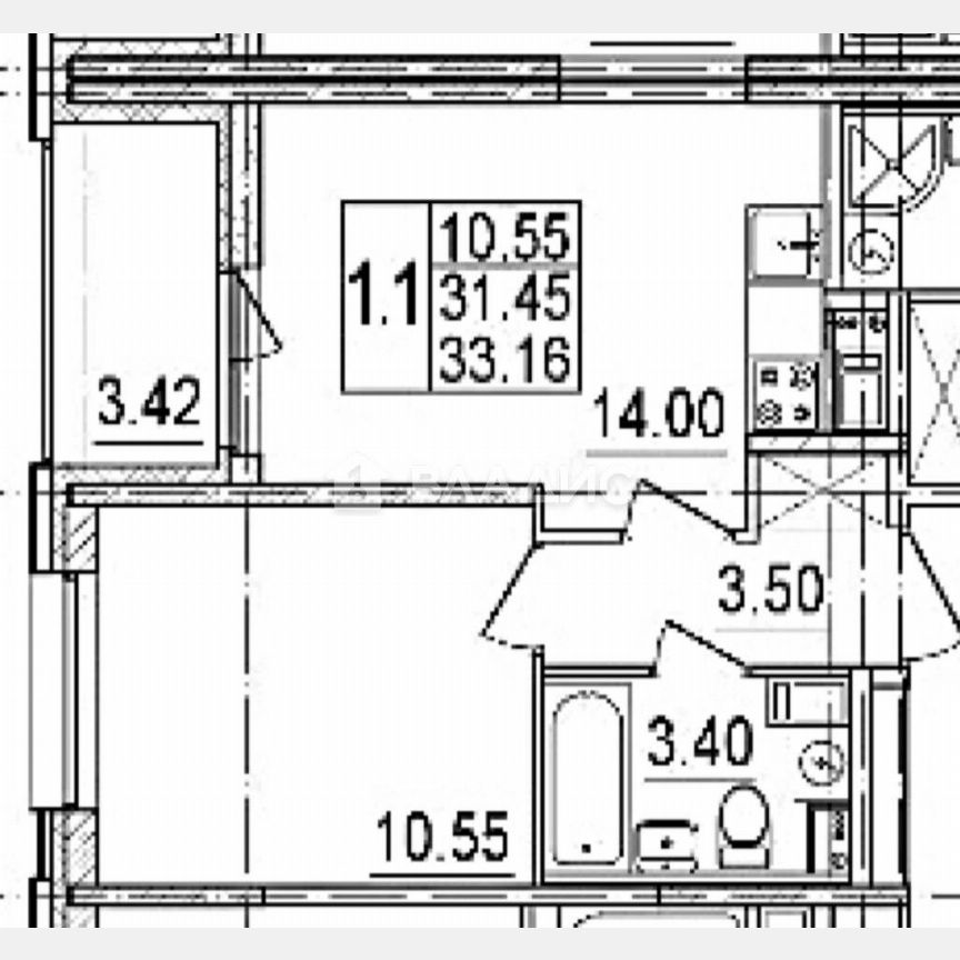 1-к. квартира, 31,5 м², 11/12 эт.
