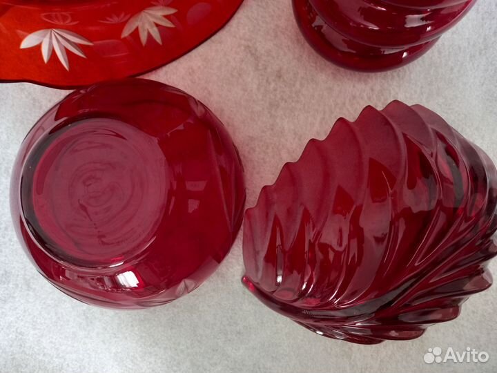 Салатники рубиновое красное стекло хрусталь