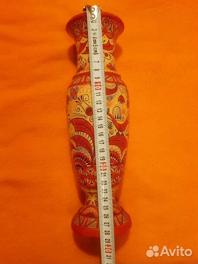 Ваза деревянная мезенская роспись