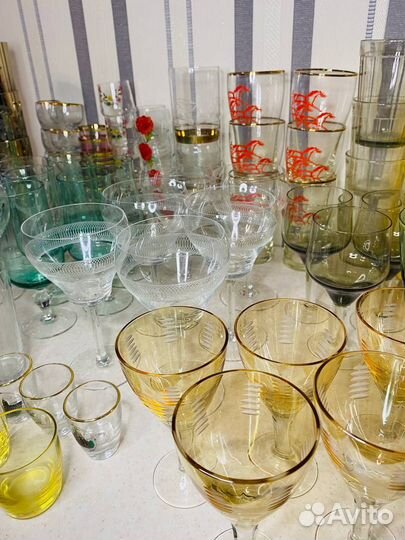 Бокалы Фужеры Цветное стекло СССР