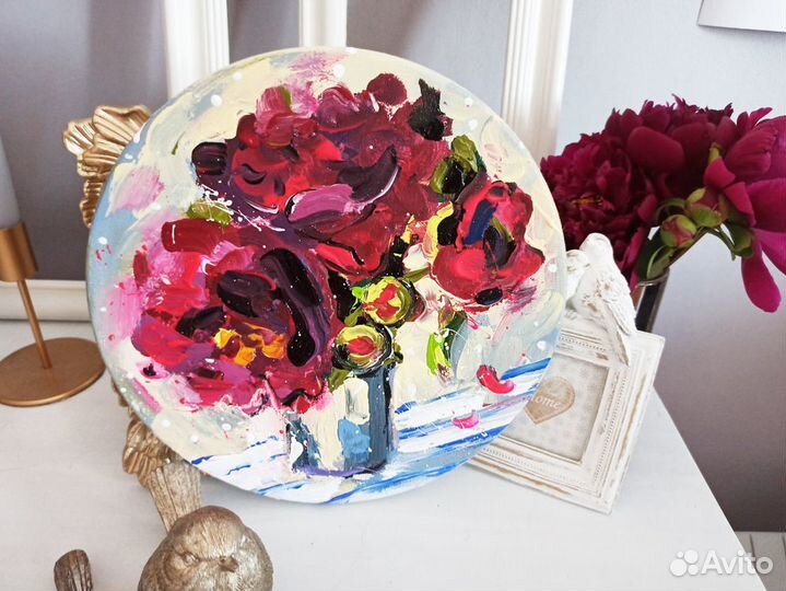 Картина пионы масло холст живопись