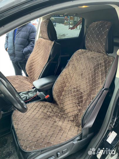 Накидки на сиденья велюр коричневый матовый