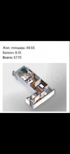 1-к. квартира, 57,7 м² (Грузия)