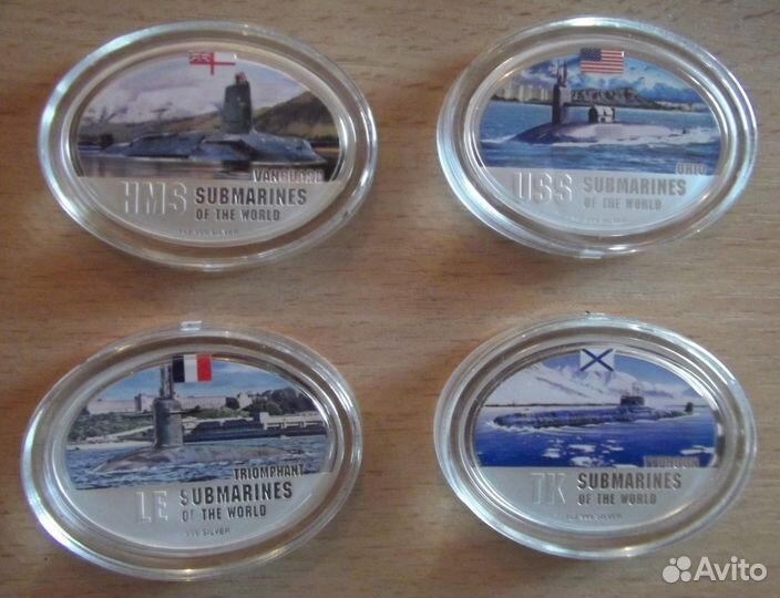 Подводные лодки мира. Набор монет, серебро