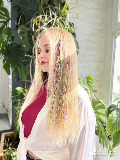 Перья в волосы / наращивание перьев