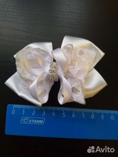 Заколка бантик для волос Белая