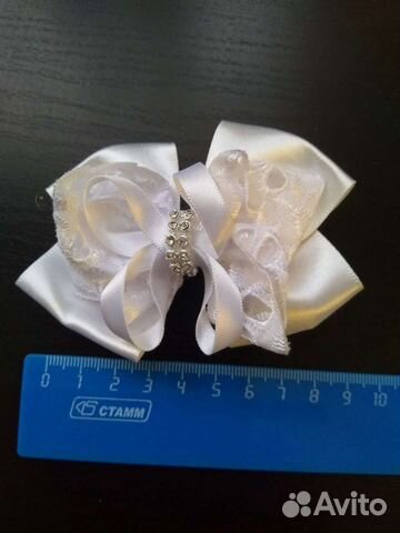 Заколка бантик для волос Белая