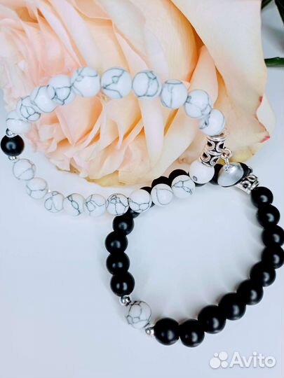 Парные браслеты из камня на магните