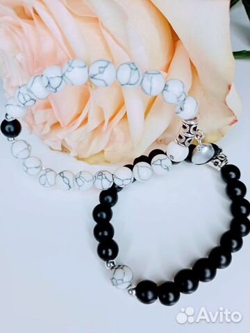 Парные браслеты из камня на магните