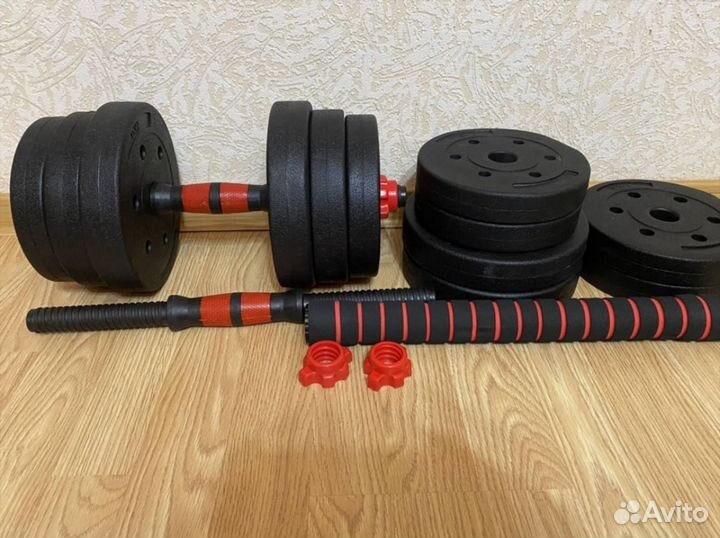 Набор 20 кг Гантели 2 по10кг Мини штанга