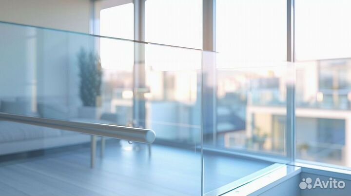 Ограждение лестницы из стекла