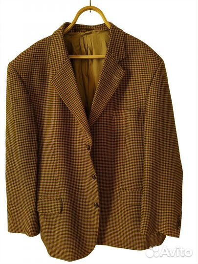 Пиджак горчичный мелкая клетка, 52 р-р (не продан)