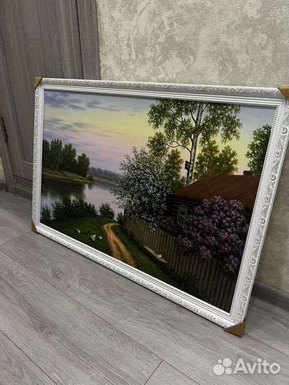 Картина маслом на холсте пейзаж цветы лето сад