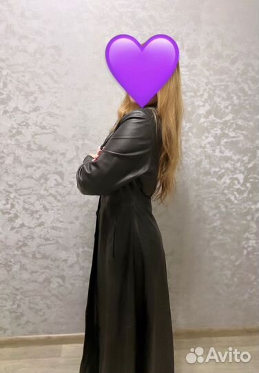 Кожаный плащ женский 48 50