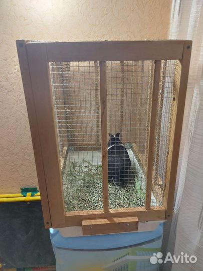 Декоративные кролик с клеткой