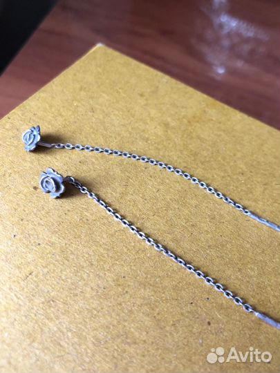 Серьги серебряные нити 2 пары