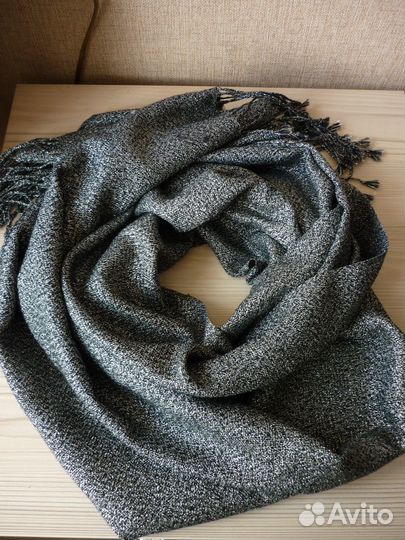 Палантин черный шерсть люрекс Италия