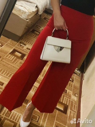 Zara Брюки кюлоты красные s