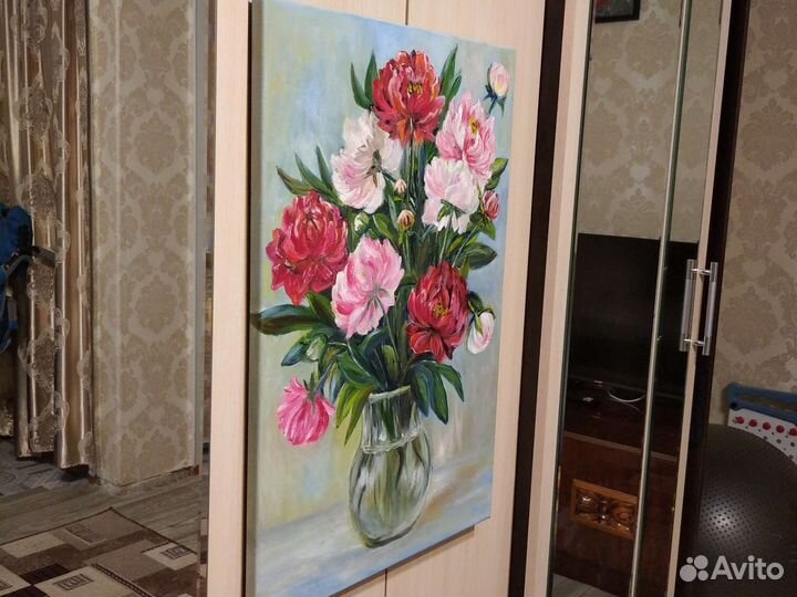 Картина маслом на холсте Пионы