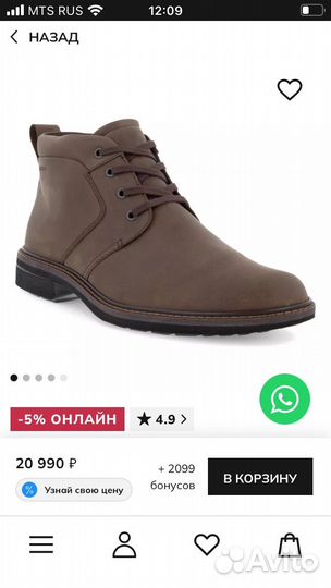 Ботинки мужские ессо